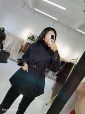 SL-2-21006柔系圆领配腰带百分百羊毛双面呢外套，女装，L·H·X