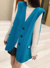 SL20999气质V领大版宽松百分百羊毛双面呢马甲，女装马夹，L·H·X