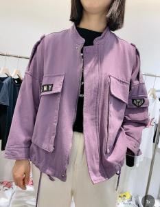 DG862早春新款字母贴标口袋宽松显瘦短款外套，女装，L·H·X