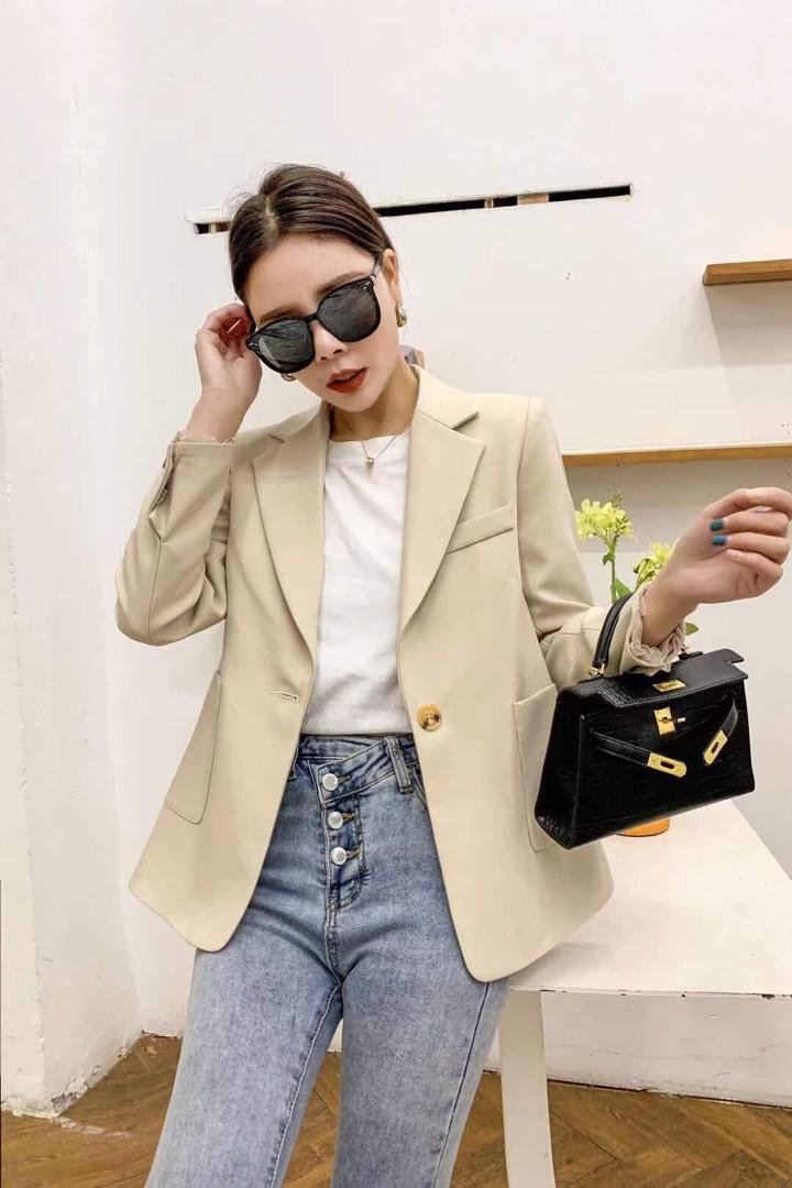 春季新款韩版时尚修身西装外套，女装西装，青羽鹤
