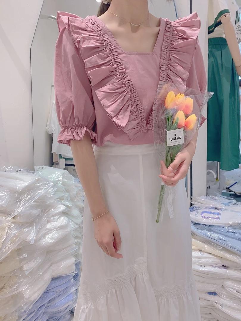 现货夏款花边衬衫，女装衬衫，NIY