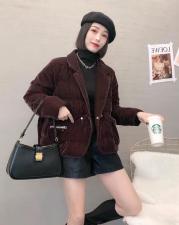 DG831欧版西装领短款西装领丝绒羽绒服，女装西装，L·H·X