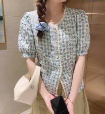 刺绣圆圈花纹上衣，女装，新袖
