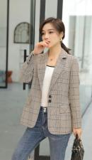 2021格子西装外套，女装西装，菲雪妮