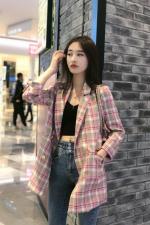 SGH2103春季新款格子款青春靓丽百搭简约西装外套，女装西装，L·H·X