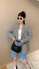 【现货】时尚长袖格子西服修身职业小西装外套，女装西装，名怡
