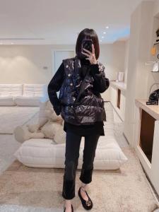 ZCL510秋冬新款亮皮西装领百分百羽绒马甲,女装西装,L·H·X