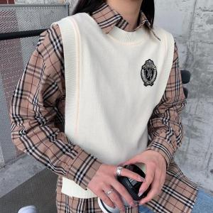 春季新款 针织格子衬衫两件套,女装衬衫,爱娜.悦儿