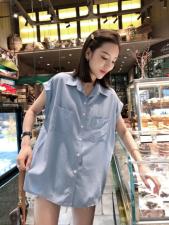 雪纺无袖衬衣，女装，一杭