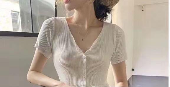V领短袖打底开衫，女装，魅力元素
