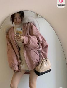 zHG8115欧货袖子打皱可拆卸大狐狸毛领内胆獭兔毛派克,女装,L·H·X