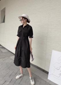 ［爱美欧］夏季新款 带腰带长款衬衫连衣裙,女装衬衫,爱美欧