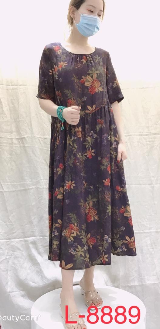 人丝面料高端连衣裙，XL-4XL，女装连衣裙，亿朵