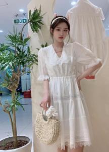 现货 夏季新款 娃娃领连衣裙,女装连衣裙,薇化
