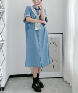 大版 牛仔衬衫裙，女装衬衫，伊媚儿