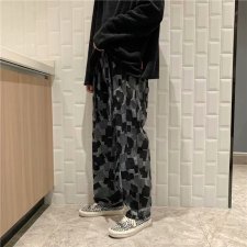 ins高街暗黑格子直筒裤嘻哈潮牌宽松休闲垂感牛仔长裤男k702-p55，男装牛仔裤，星座1008-2