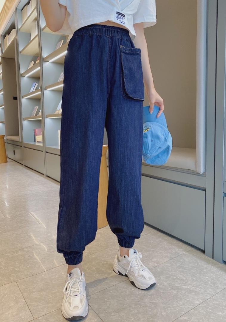 复古蓝大口袋老爹裤，女装，可家 cutiesister
