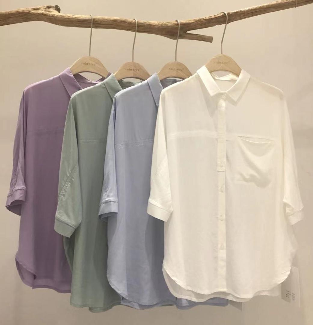 2021夏季新款夏装天丝衬衫现货，女装衬衫，雨木其