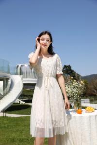 夏季新款 气质网纱蕾丝连衣裙，女装连衣裙，忆思妤
