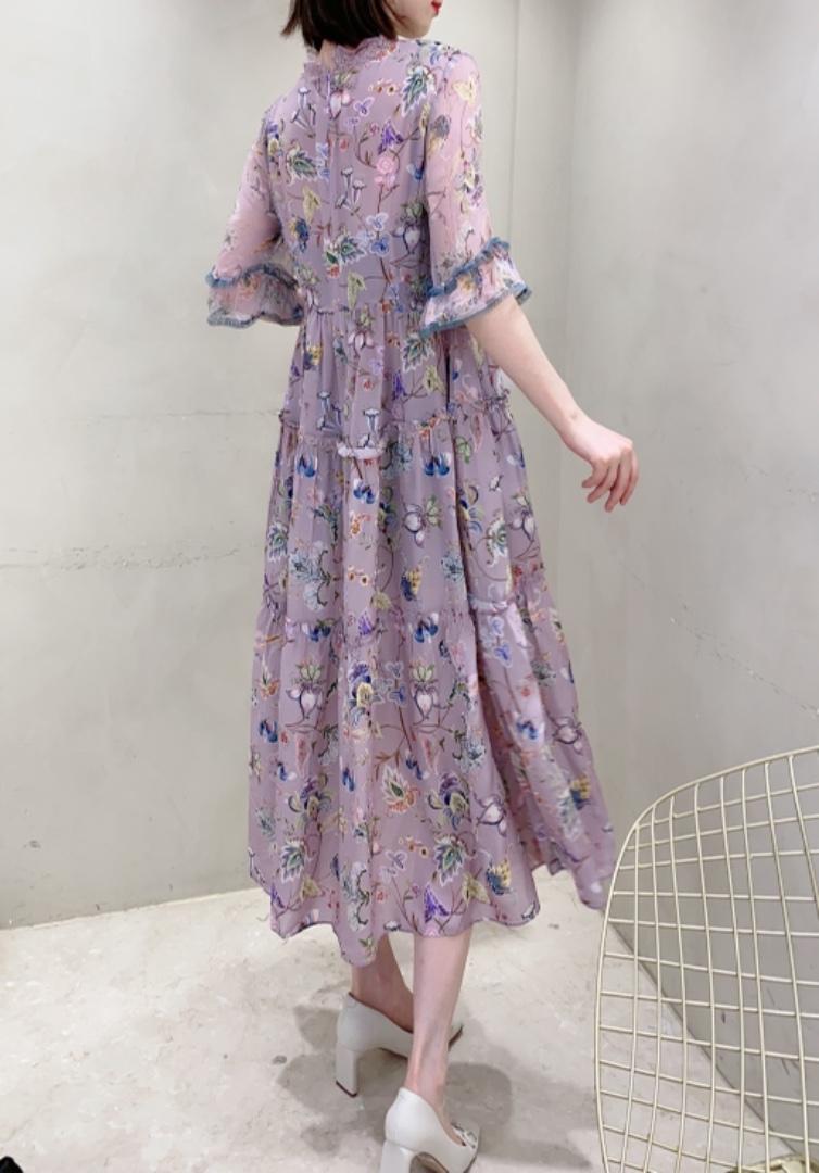 印花真丝连衣裙，女装连衣裙，奥莎
