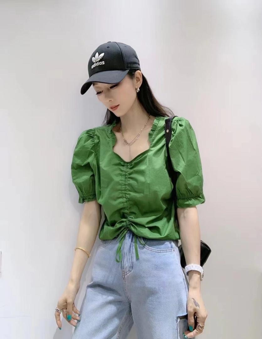 【现货】木耳边抽绳小衫，女装，秋水月亮