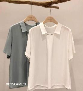 2021夏季新款韩版纯色天丝衬衫现货,女装衬衫,雨木其