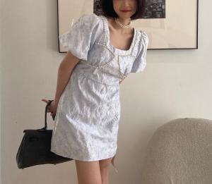 夹珍珠牵条提花连衣裙,女装连衣裙,ceelphy