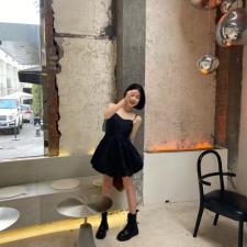黑色后背网纱蝴蝶结吊带裙，女装背心吊带，ceelphy