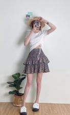 抽绳设计上衣?碎花蓬蓬半裙，女装半身裙，G7V7