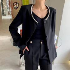 珍珠领上衣，女装，HE