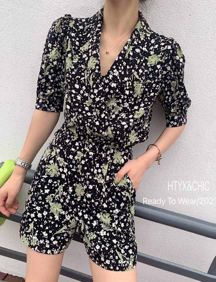 现货，夏季新款，西装碎花套装，女装西装，HTYX(6F)