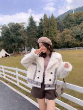 【现货】冬装新款，羊卷毛拼接外套，女装，欧莱葛