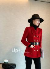 圣诞款式西装红色外套，女装西装，UP+