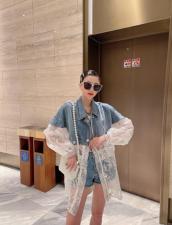 现货重工牛仔拼接蕾丝欧根纱防晒衣外套，女装，漫迪