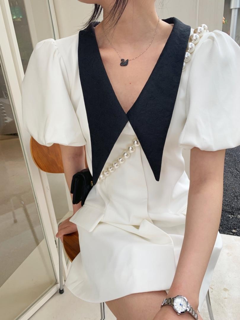 尖领连衣裙，女装连衣裙，莫娜NORA