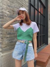 拼接针织体恤，女装，cutiesistey