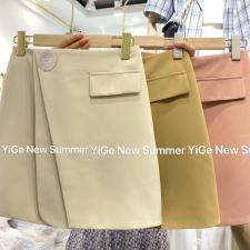 【现货】2021夏季新品贝壳扣气质短裙腰裙，女装，意格