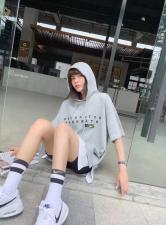 新款带帽短袖卫衣，女装卫衣/绒衫，E·贝空间TM