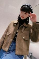 时尚洋气翻领机车短外套夹克外套，女装短外套，茗格拉
