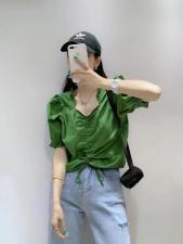 【现货】木耳边抽绳小衫，女装，秋水月亮