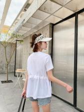 现货夏季新款短袖小衫两种面料拼接设计传统与时尚结合，女装，蜜思优沫
