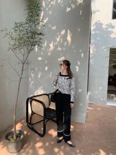 黑白方领上衣，女装，莫娜NORA