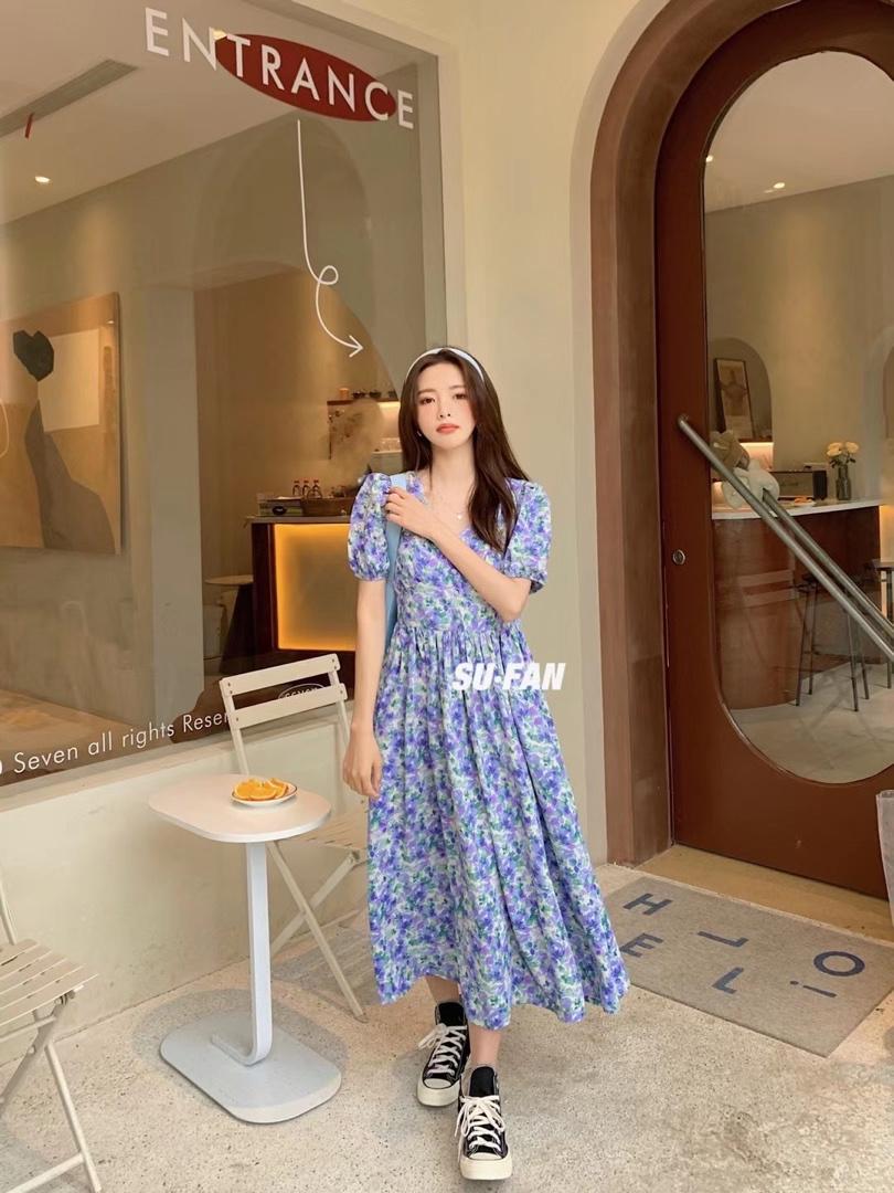 夏季新款花色韩丝连衣裙，女装连衣裙，素凡 SU·FAN