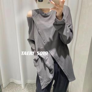 【现货】斜开扣长袖T,女装,TAERI