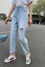 浅色破洞老爹裤，女装，cutiesistey