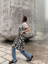洋气花色两件套连衣裙，女装连衣裙，777