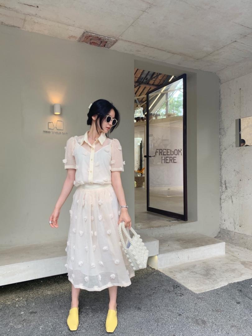 花朵套装，女装职业装，HE