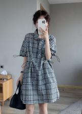 6987格子抽绳裙，女装，续加