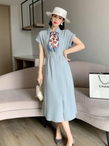 现货夏装新款领结衬衫领连衣裙，女装衬衫，西子阁