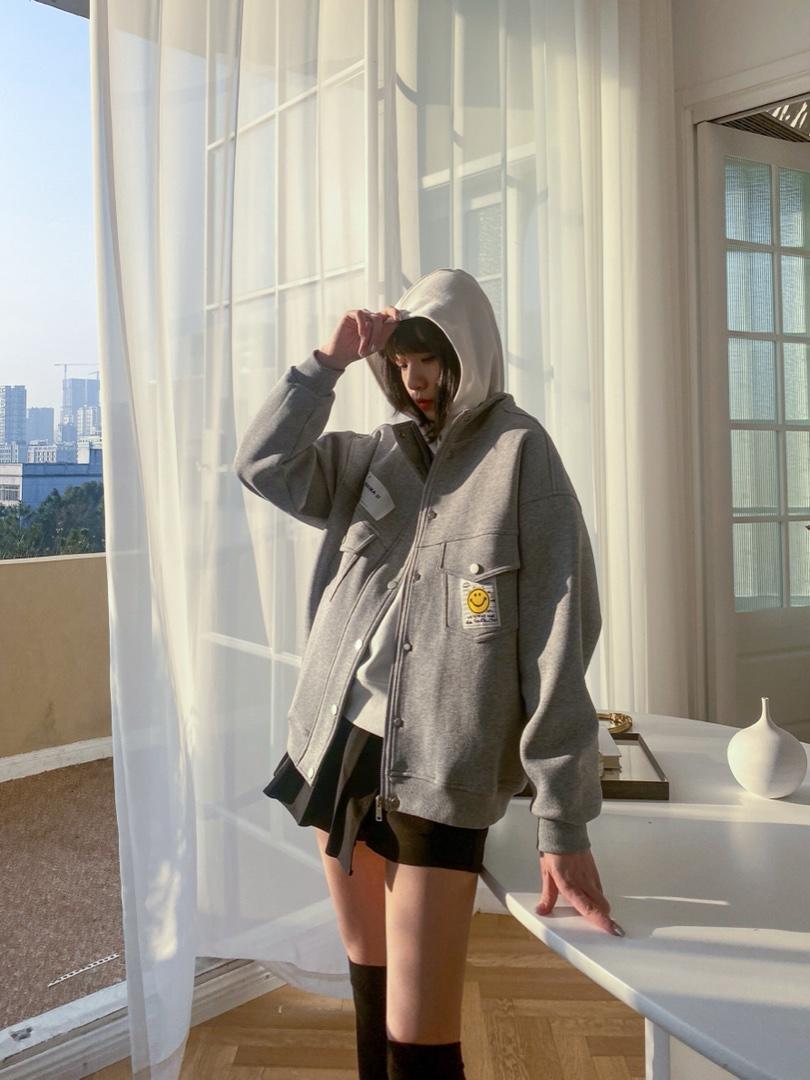 贴标廓形外套，女装，G7V7
